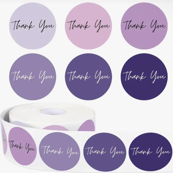 Other - 500pc Purple Thank You Sticker Roll